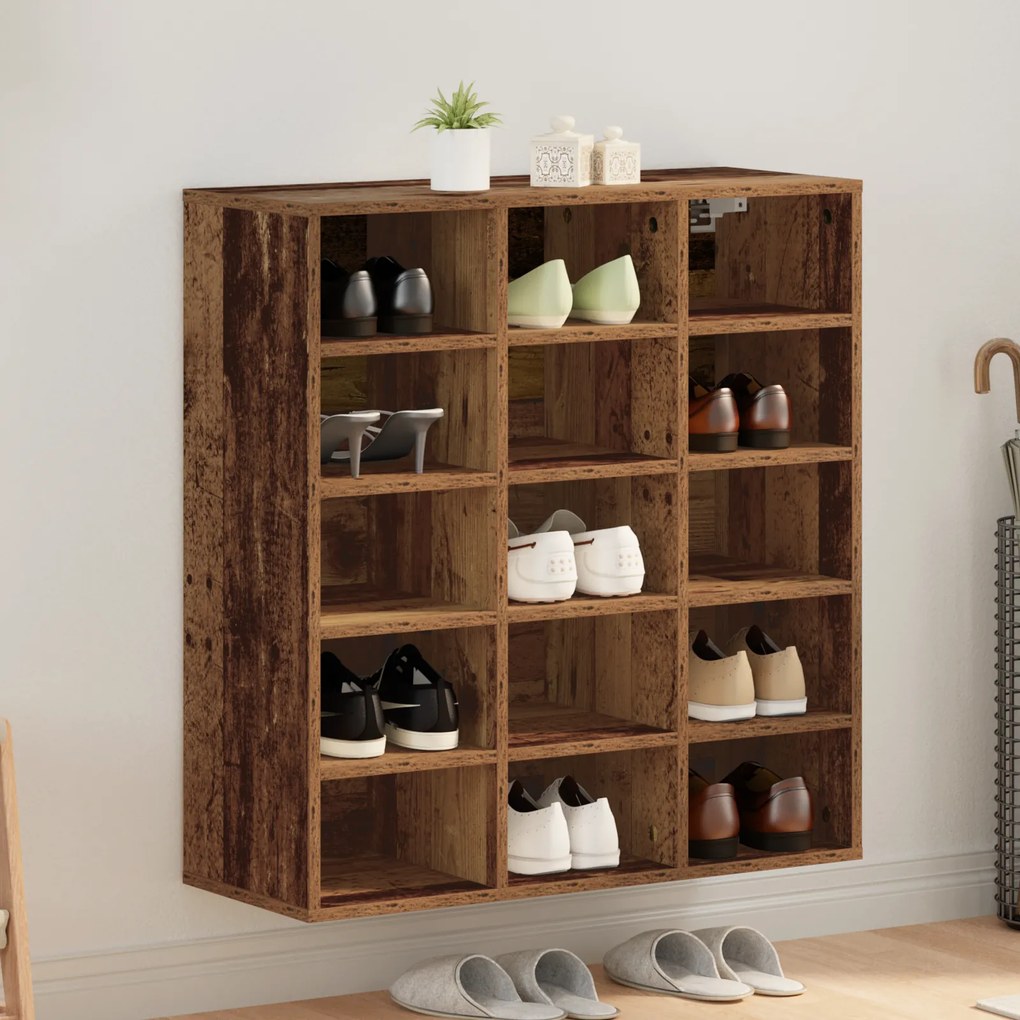 vidaXL Ντουλάπα Παπουτσιών Παλαιό ξύλο 103x30x51 εκ Επεξεργασμένο ξύλο