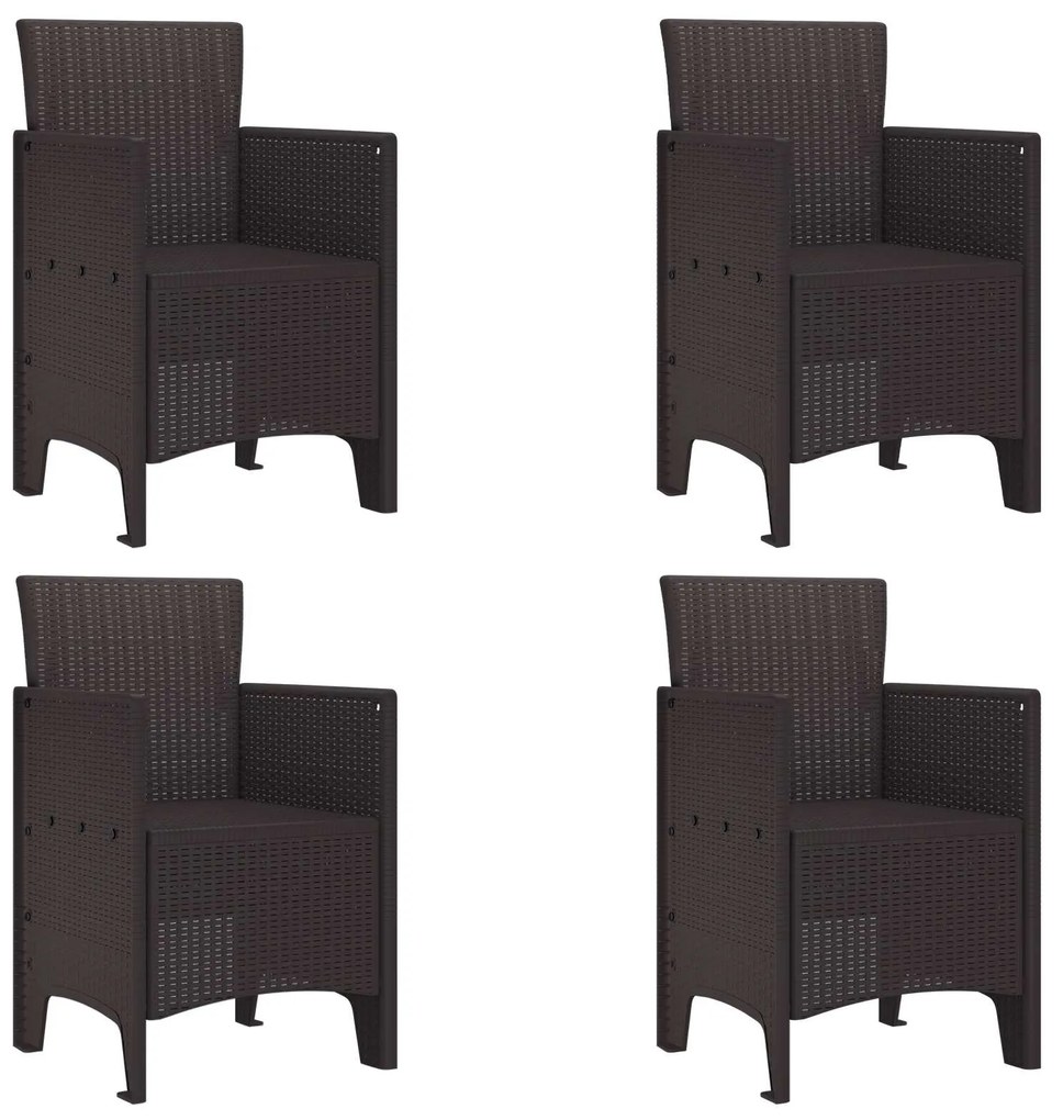 Καρέκλα Κήπου 4 pcs Καφέ 53 x 49 x 85 εκ. Πολυπροπυλένιο