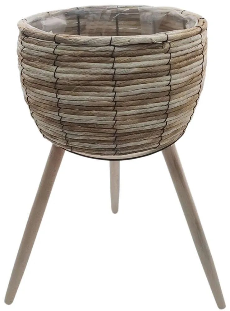 Κασπώ Σε Τρίποδο 00.06.61173 Με Νάιλον 29,5x18,5x52,5cm Ψάθινο Beige-Grey Mat