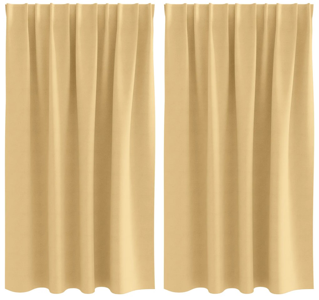 vidaXL Κουρτίνες με κουρτίνες 2 pcs Μπεζ 140 x 140 cm Πολυεστέρας