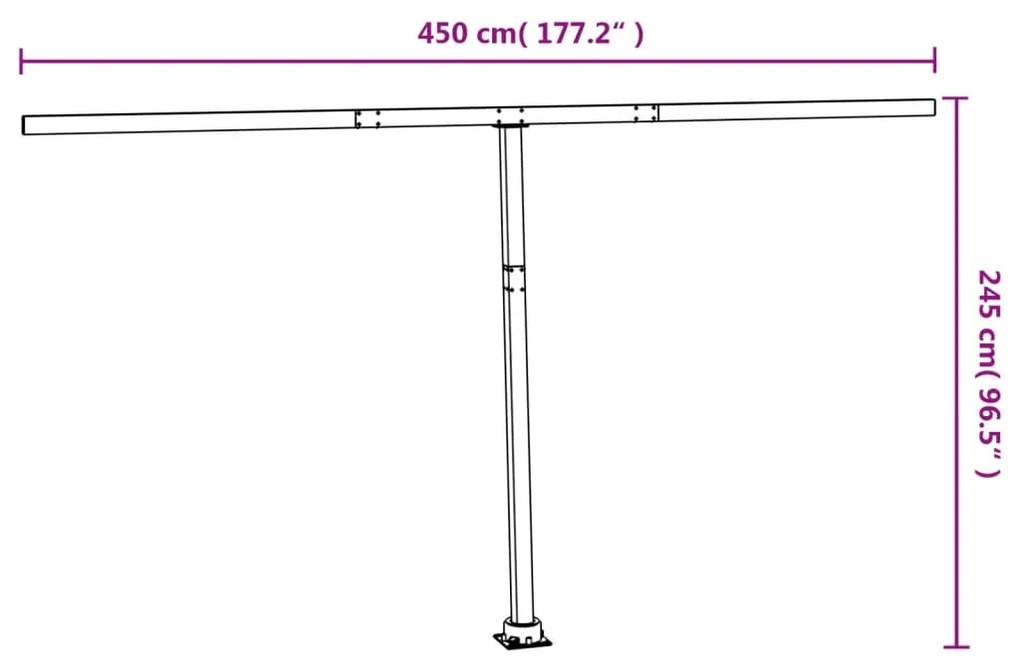 Στύλοι Τέντας Σετ Ανθρακί 450x245 εκ. από Σίδερο