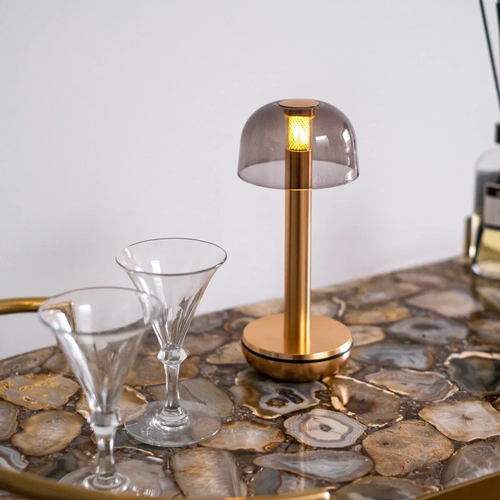 Table Lamp HUMBLE Humble Two Table Light Gold Glass Smoked Επαναφορτιζόμενο HUMTL00205-W1