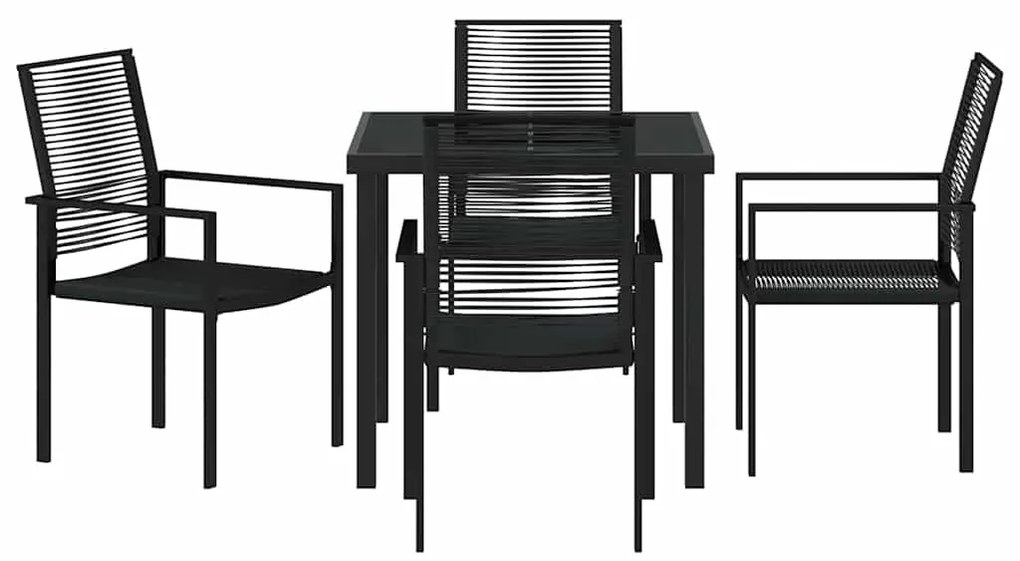 vidaXL Σέτ φαγητού για κήπο 5 pcs Μαύρο Χάλυβας με επίστρωση πούδρας