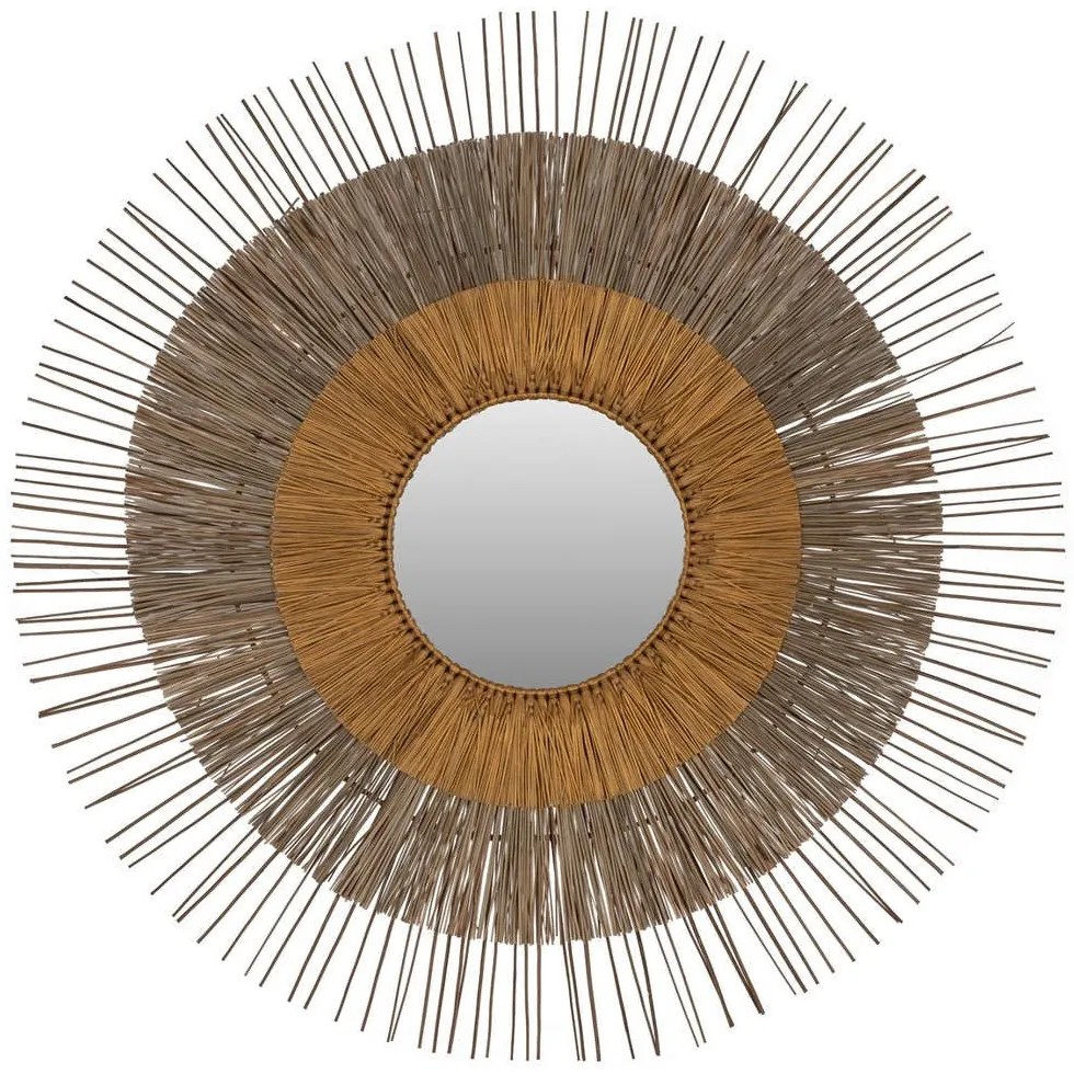 Καθρέπτης HM7798 Με Πλαίσιο Mendong Grass Φ105cm Natural-Gold Γυαλί,Seagrass