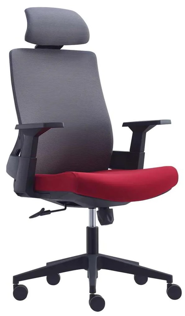 Πολυθρόνα Γραφείου Bf8900 Διευθυντή Mesh Γκρι / Ύφασμα Μπορντώ . Διάσταση: 64x66x116/128cm