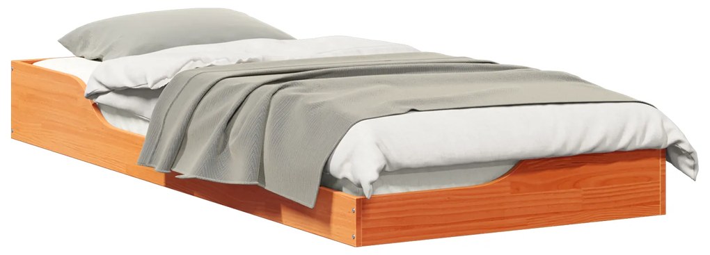 vidaXL Κρεβάτι δαπέδου Καφέ κεριού 80 x 210 cm Στερεό Ξύλο