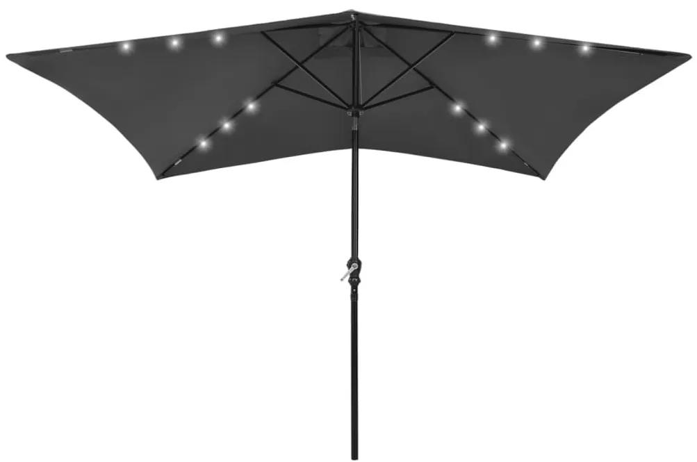Ομπρέλα Ανθρακί 2 x 3 μ. με LED και Ατσάλινο Ιστό - Ανθρακί