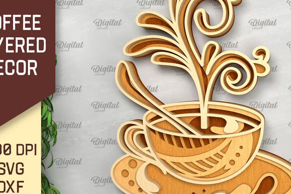 Σετ των 2 Intra απο ξύλο plywood 3mm-4mm πάχος - Διακόσμηση τοίχου με στρώσεις καφέ  Δίασταση 30x20 cm INTRAFABR-99495579