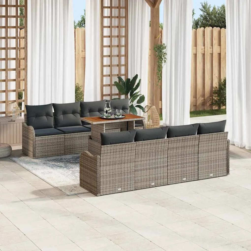 vidaXL Σετ Καναπέ Κήπου με μαξιλάρι 7 pcs Γκρι 100 x 55 x 73 εκ