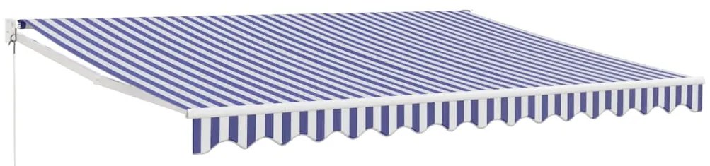 vidaXL Τέντα Πτυσσόμενη Μπλε και Λευκή 4,5 x 3 μ. Ύφασμα και Αλουμίνιο