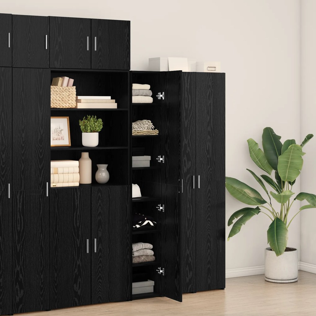 vidaXL Υψηλό Ντουλάπι Μαύρο Ξύλο 30x42.5x185 εκ. Μοριοσανίδα