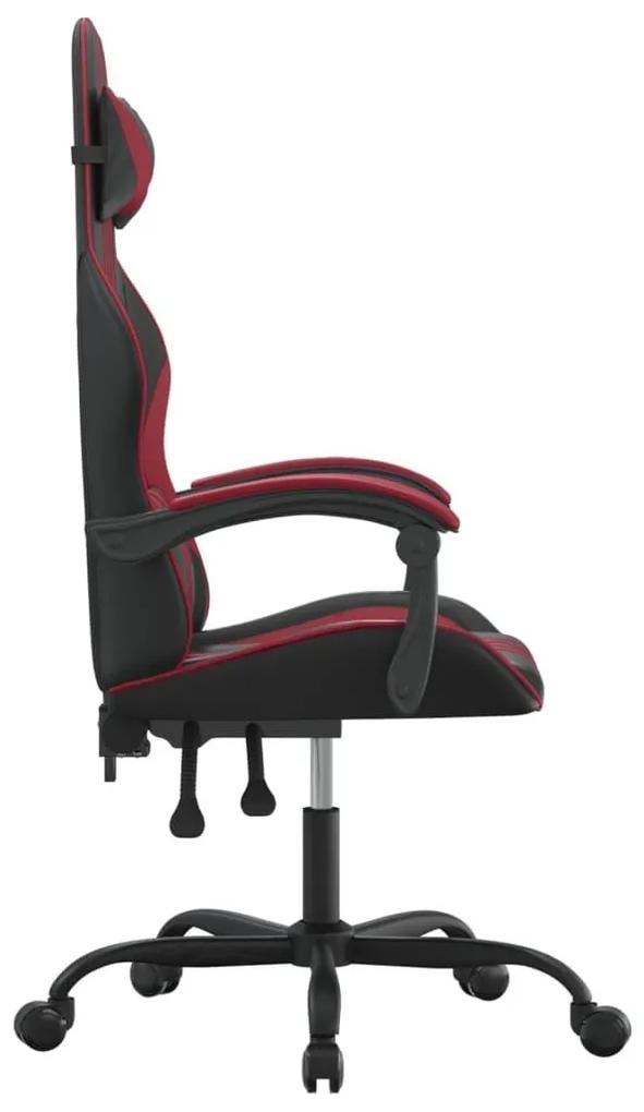 Καρέκλα Gaming Περιστρεφόμενη Μαύρη/Μπορντό από Συνθετικό Δέρμα - Κόκκινο