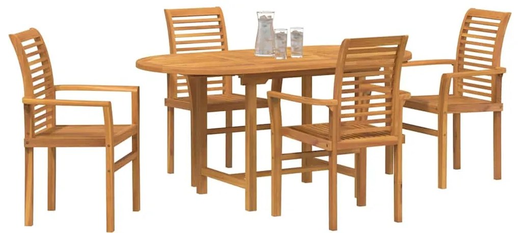 vidaXL Σέτ φαγητού για κήπο 5 pcs Καφέ Μασίφ ξύλο teak