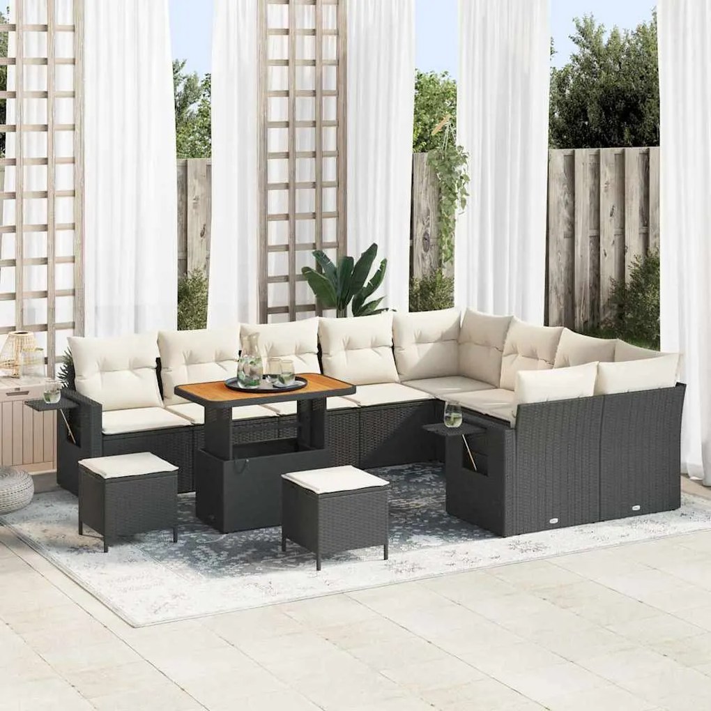 vidaXL Σετ Καναπέ Κήπου 12 pcs Μαύρο συνθετικό ρατάν