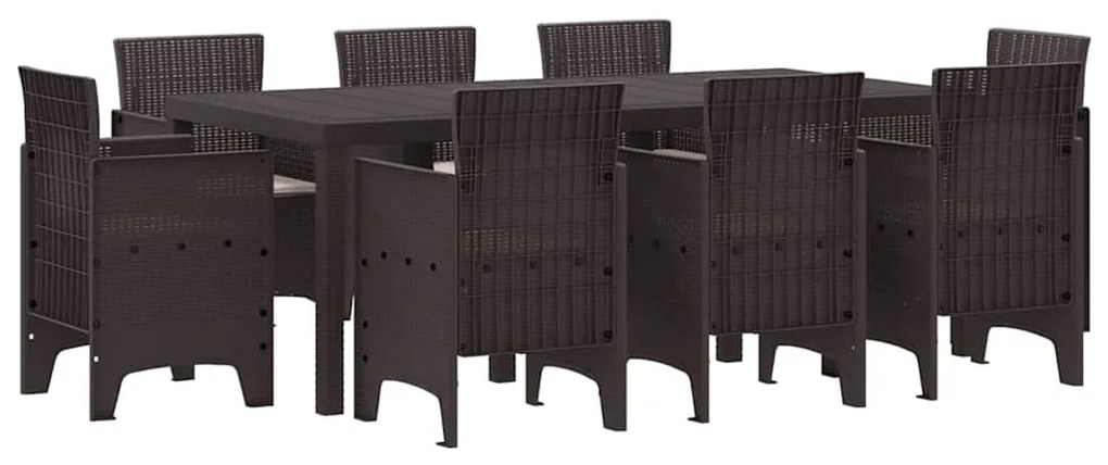 vidaXL Σέτ φαγητού για κήπο 9 pcs Καφέ Rattan Polt