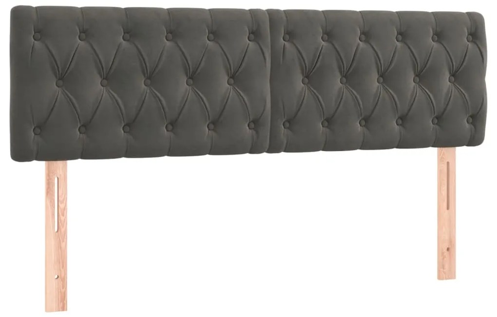Κεφαλάρι Κρεβατιού LED Σκούρο Γκρι 160x7x78/88 εκ. Βελούδινο 3122003