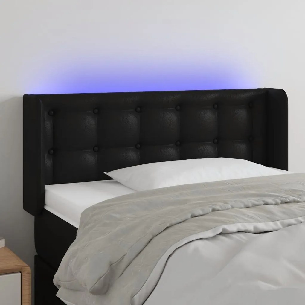 Κεφαλάρι Κρεβατιού LED Μαύρο 93x16x78/88 εκ. Συνθετ. Δέρμα 3123314