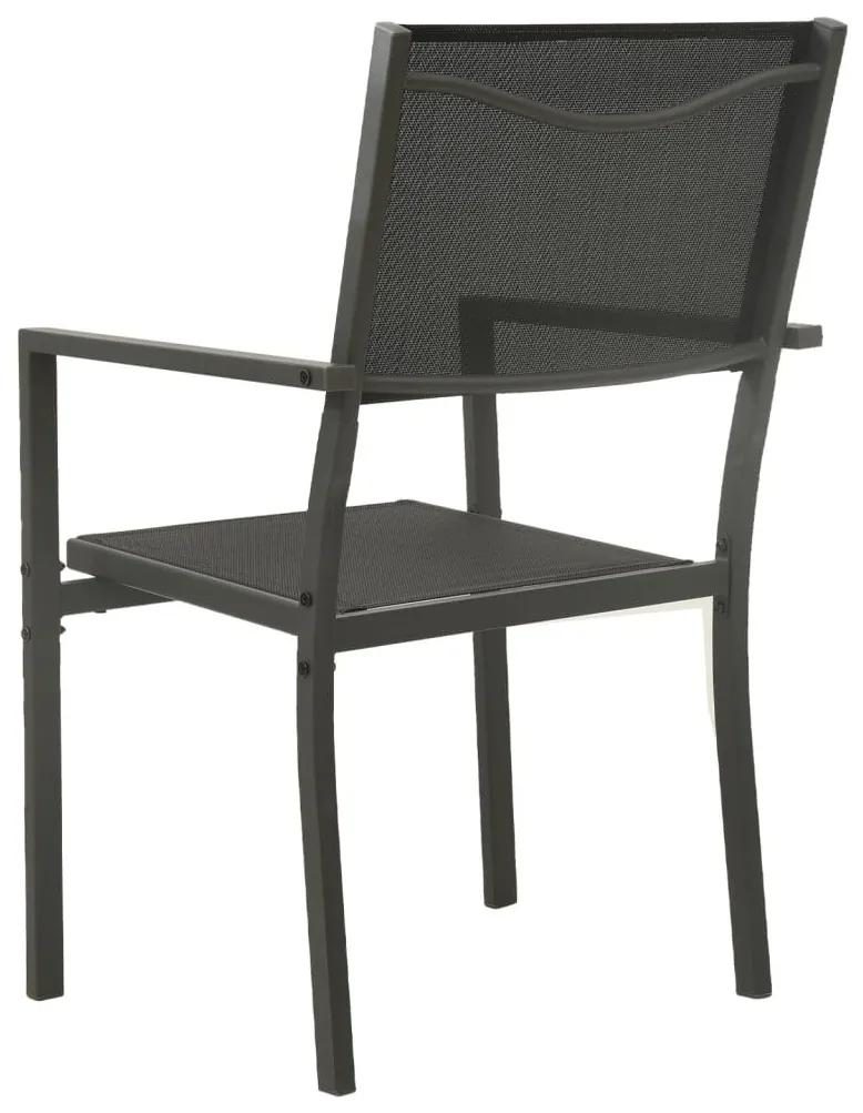 Καρέκλες Κήπου 4 τεμ. Μαύρες / Ανθρακί από Textilene και Ατσάλι - Μαύρο