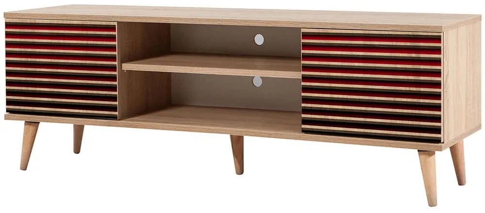 Έπιπλο Τηλεόρασης Truva 863SPH3030 140x40x50cm Oak-Red