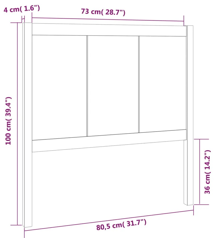vidaXL Κεφαλάρι Κρεβατιού Λευκό 80,5x4x100 εκ. από Μασίφ Ξύλο Πεύκου