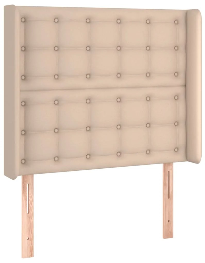 vidaXL Κρεβάτι Boxspring Στρώμα&amp;LED Καπουτσίνο 90x200 εκ. Συνθ. Δέρμα