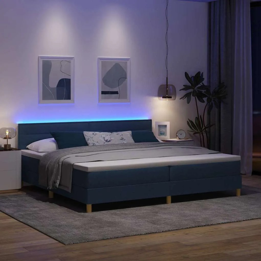 vidaXL Κρεβάτι με ελατήρια με στρώμα Μπλε 200 x 200 cm ύφασμα