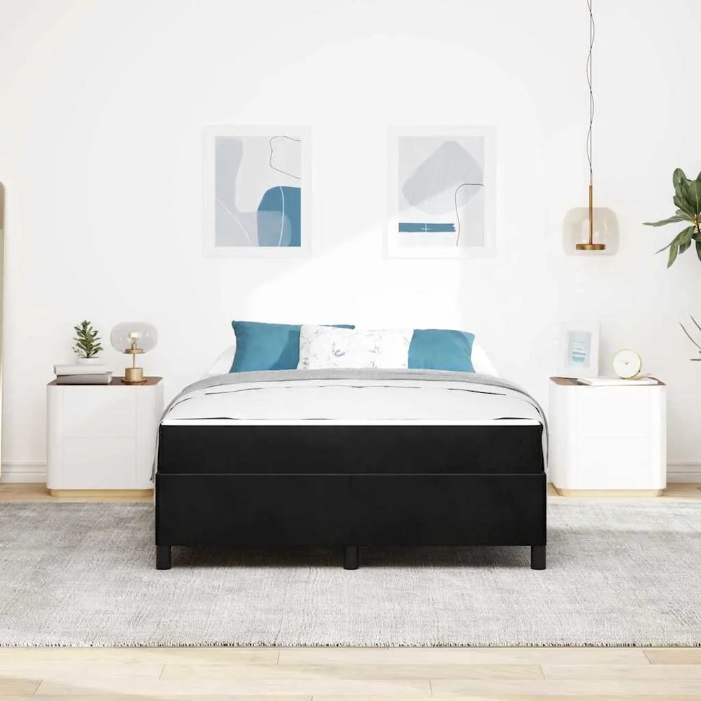 vidaXL Σκελετός Κρεβατιού Μαύρο και Λευκό 140 x 200 cm Βελούδο