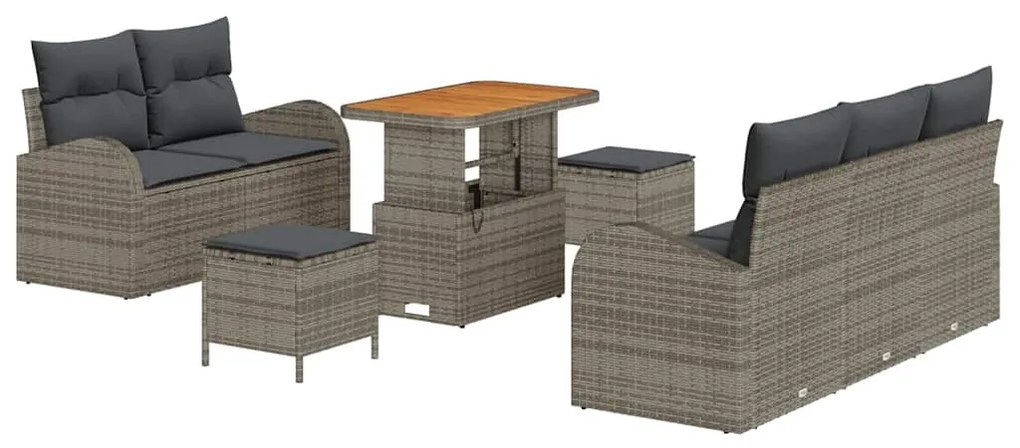 vidaXL Σετ Καναπέ Κήπου 8 pcs Γκρι συνθετικό ρατάν