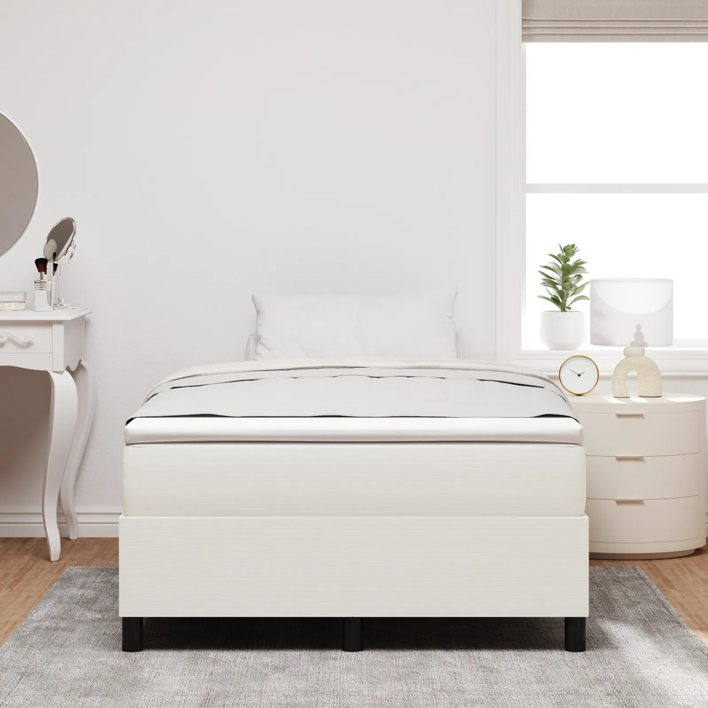 vidaXL Κρεβάτι με Στρώμα Κρέμ - 120 x 200 εκ, Βελουτέ Ύφασμα