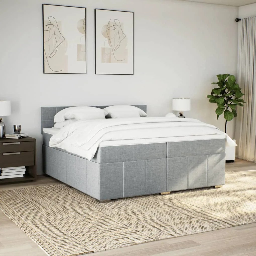 ΚΡΕΒΑΤΙ BOXSPRING ΜΕ ΣΤΡΩΜΑ ΑΝΟΙΧΤΟ ΓΚΡΙ 200X200 ΕΚ. ΥΦΑΣΜΑΤΙΝΟ 3289475