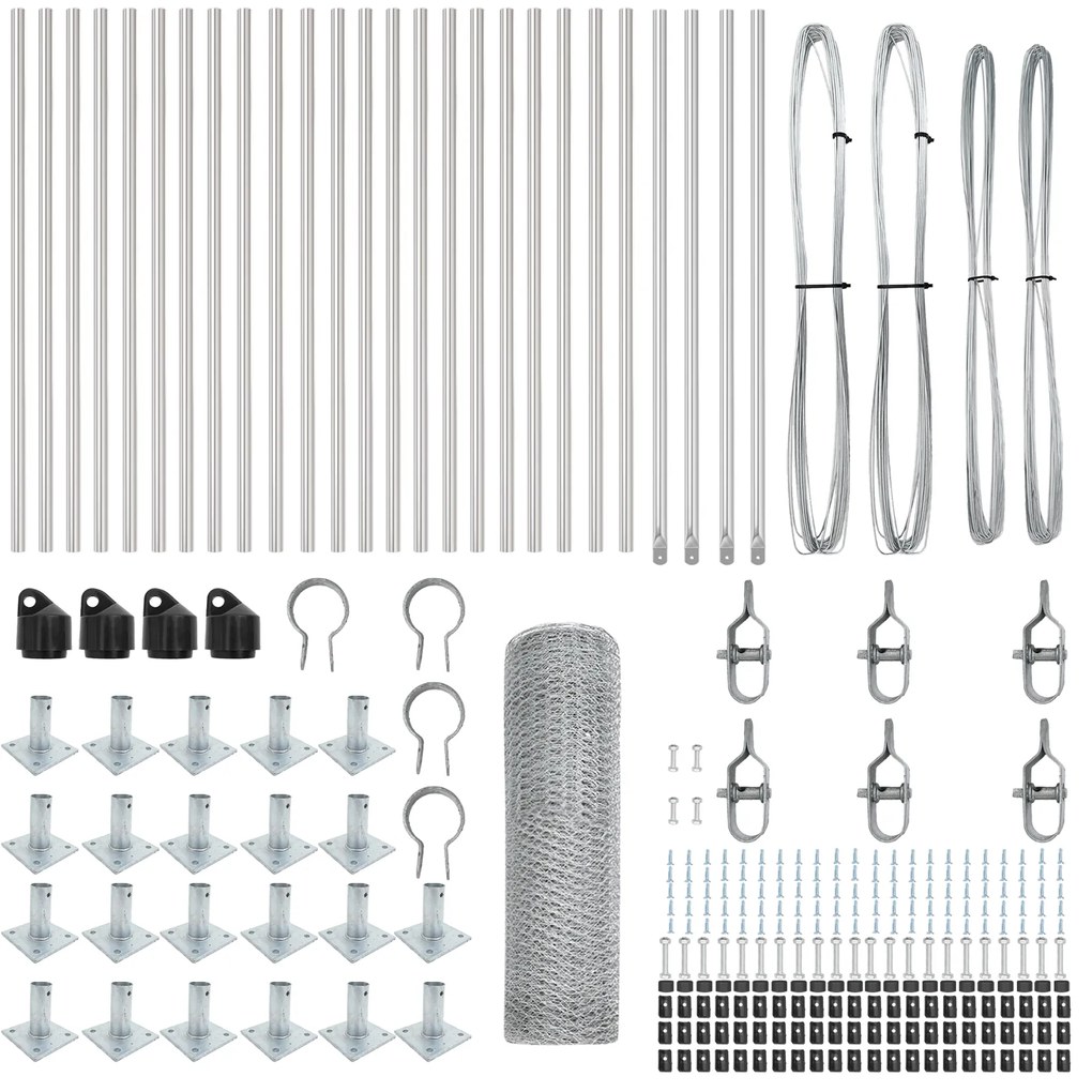 vidaXL Hexagon Fence 0,8x50 μ Γαλβανισμένος Χάλυβας