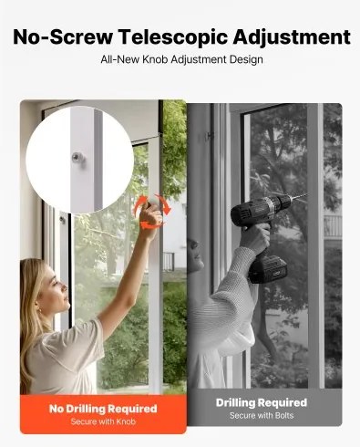 VEVOR Dog Door for Sliding Glass Door, 2311-2439 mm Adjustable Height, Aluminum Alloy Frame with Metal Rotating Hinges, Secure Lock Design, 346 x 600 mm Flap, Sliding Glass Pet Door for Renters