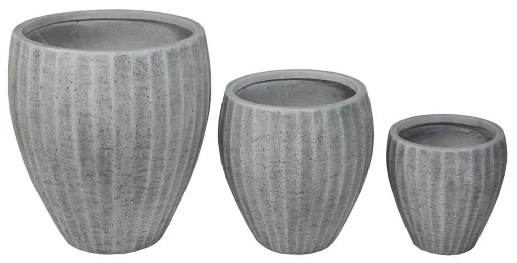 ΣΕΤ 3ΤΜΧ ΓΛΑΣΤΡΕΣ ΣΤΡΟΓΓΥΛΕΣ ΣΕΙΡΑ GARDENER HM4728 FIBERCLAY-ΧΡΩΜΑ CEMENT Φ49.5x56Υεκ
