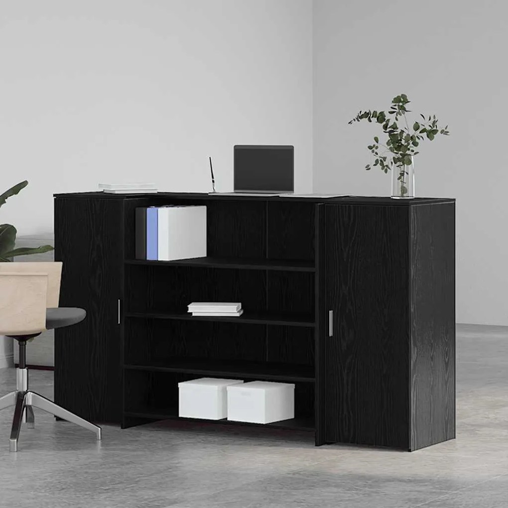 vidaXL Γραφείο υποδοχής Μαύρο Δρυς 180x50x103,5 εκ. Επεξεργασμένο Ξύλο