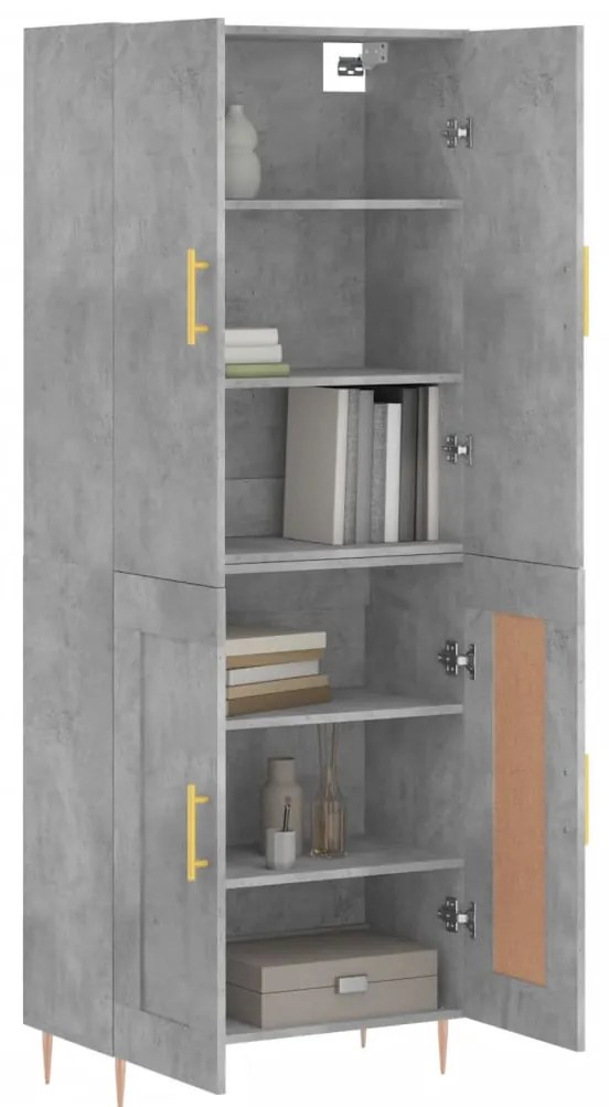 vidaXL Ντουλάπι Γκρι Σκυροδέματος 69,5x34x180 εκ. Επεξεργασμένο Ξύλο