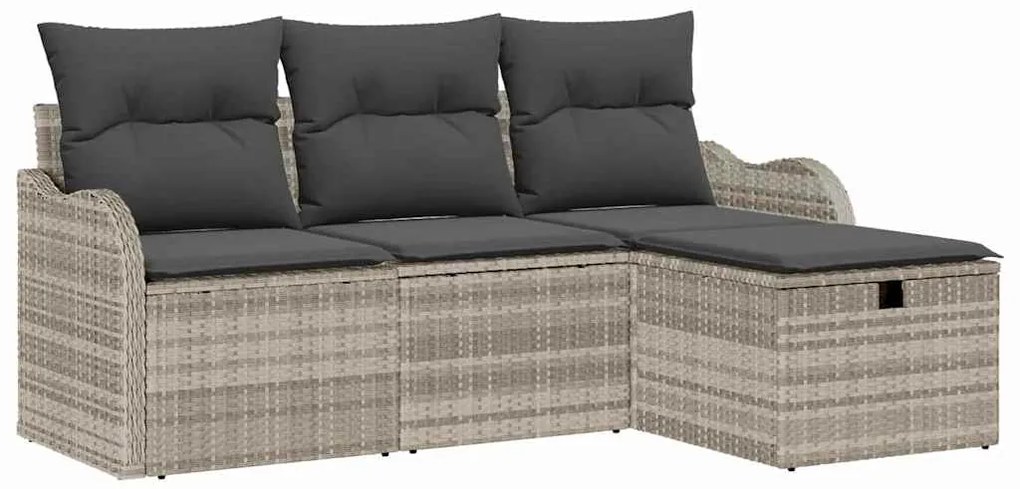 vidaXL Σετ Καναπέ Κήπου με μαξιλάρι 4 pcs Ανοιχτό γκρι συνθετικό ρατάν