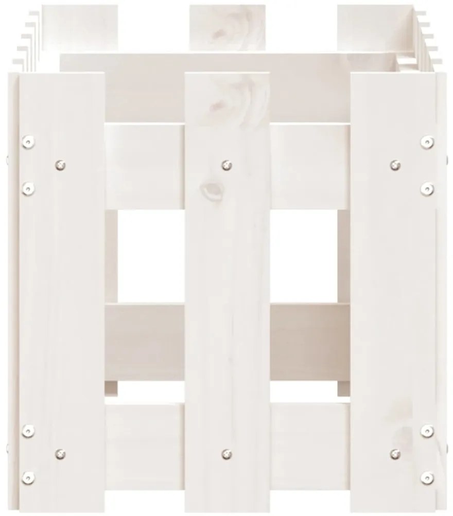 vidaXL Ζαρντινιέρα με Σχέδιο Φράχτη Λευκή 60 x 30 x 30 εκ. Μασίφ Πεύκο