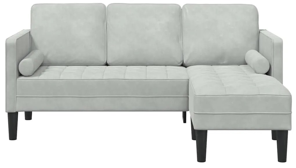 vidaXL Καναπές 3 Θέσεων με Chaise L-σχήματος Ανοιχτό Γκρι 160 εκ Βελούδο