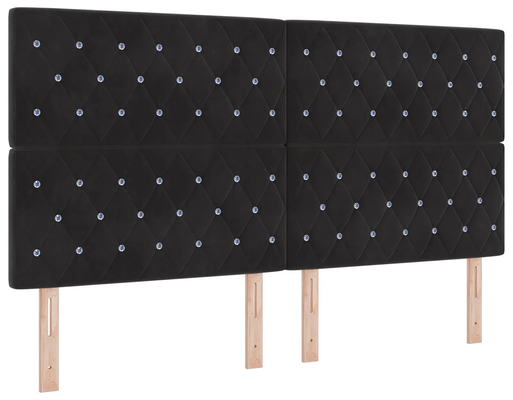 vidaXL κεφαλάρι  Κρυστάλλινη Κουμπί Tufted Μαύρο 180 εκ. Βελούδινο