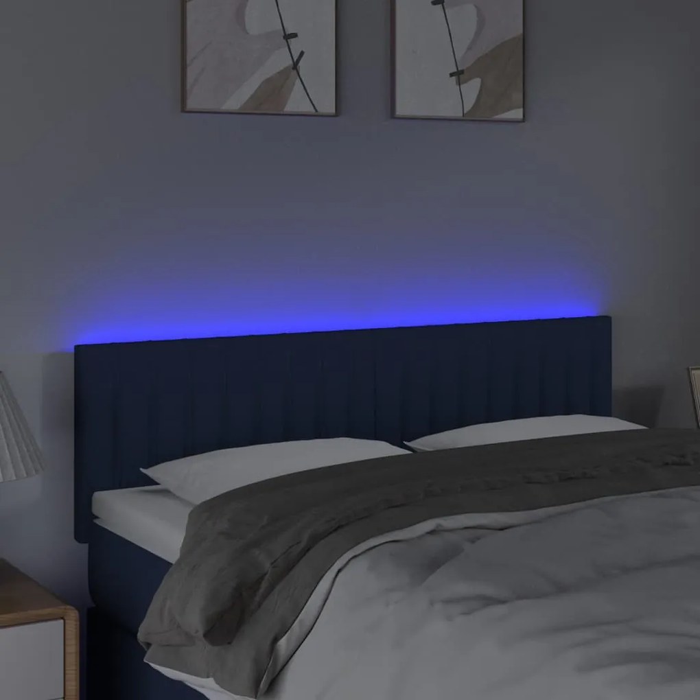 Κεφαλάρι Κρεβατιού LED Μπλε 144x5x78/88 εκ. Υφασμάτινο 3121854
