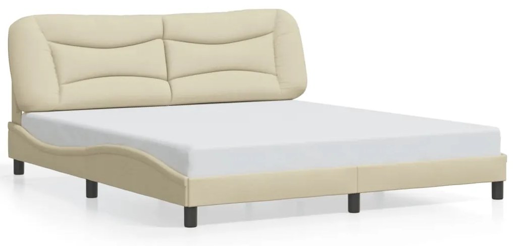 vidaXL Σκελετός Κρεβατιού Χωρίς Στρώμα Hvar Κρεμ 180x200 εκ. Υφασμάτινο