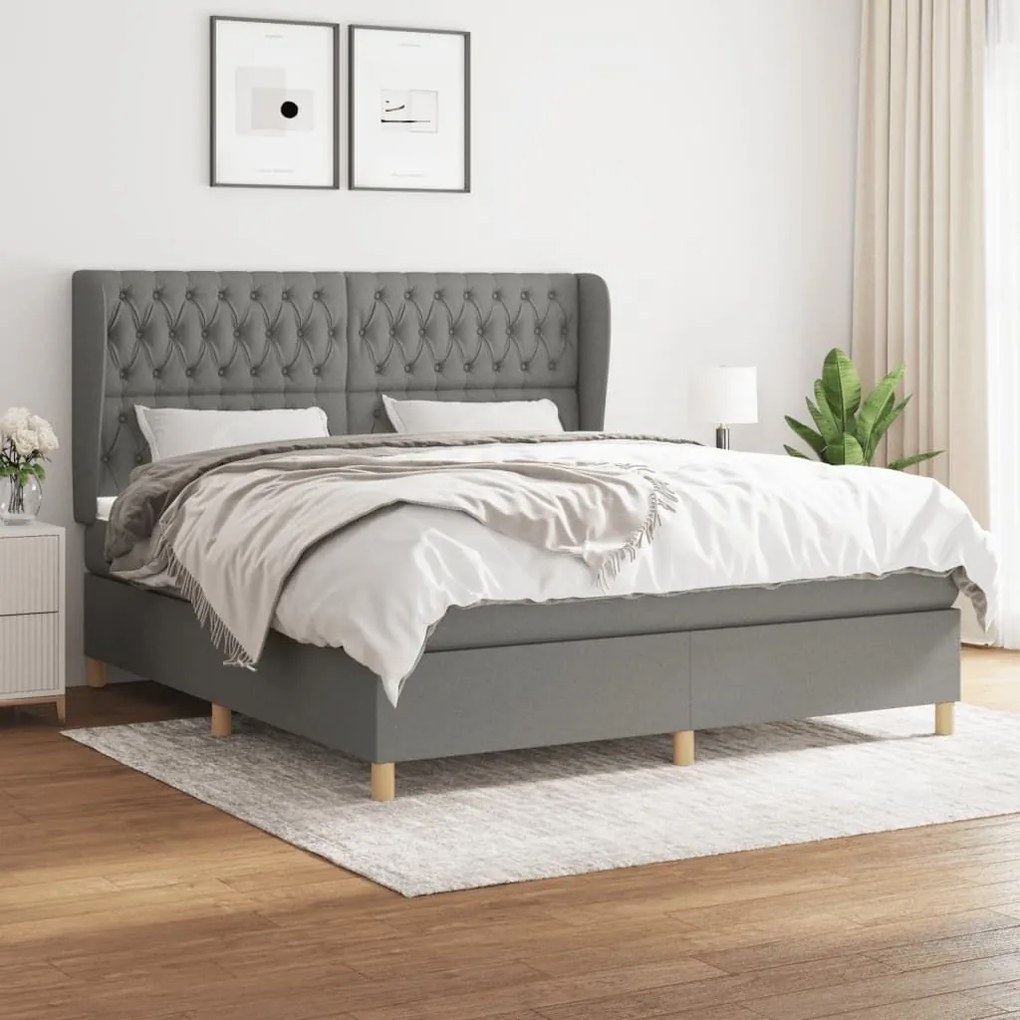 ΚΡΕΒΑΤΙ BOXSPRING ΜΕ ΣΤΡΩΜΑ ΣΚΟΥΡΟ ΓΚΡΙ 180X200 ΕΚ ΥΦΑΣΜΑΤΙΝ 3128782