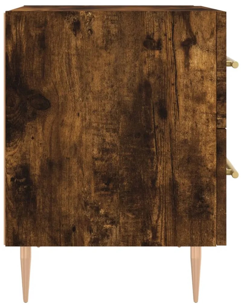 vidaXL Κομοδίνο Καπνιστή Δρυς 40 x 35 x 47,5 εκ. από Επεξεργ. Ξύλο