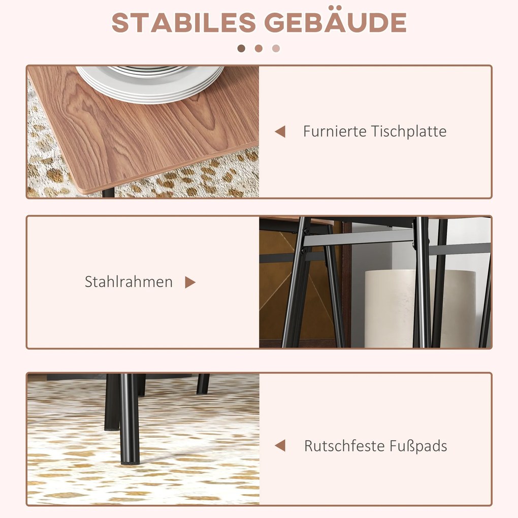 HOMCOM σετ τραπεζαρίας με τραπέζι και καρέκλες, βιομηχανικός σχεδιασμός, 110 x 70 x 75 cm, καφέ