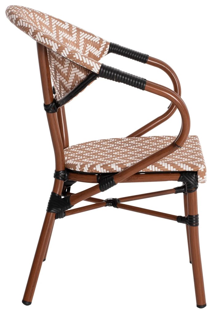 Πολυθρόνα Bamboo Look Καφέ-Λευκό 56,5x56,5x82 Εκ.