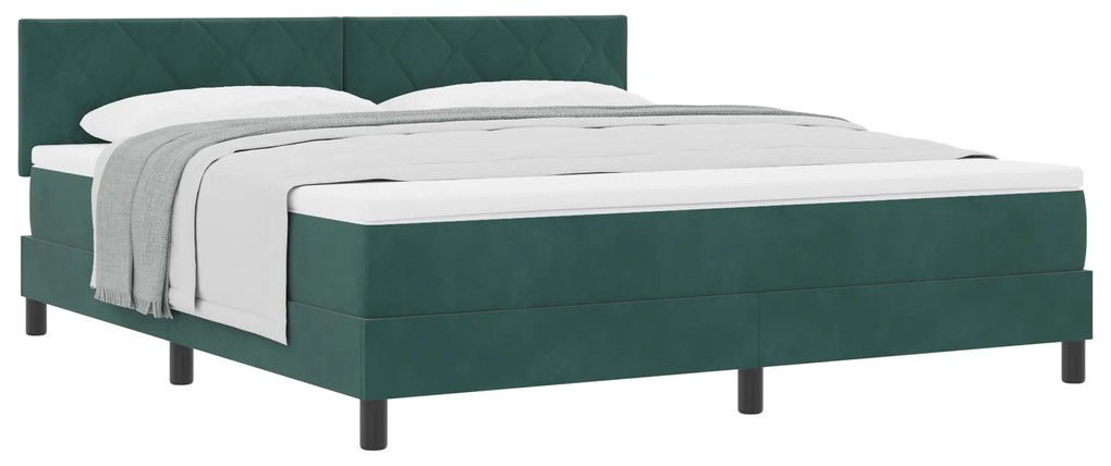 vidaXL κρεβάτι Box Spring με στρώμα Σκούρο Πράσινο Υπερ Βασιλικό Βελούδο