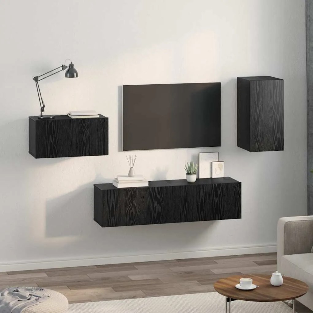 vidaXL Σετ επίπλου τηλεόρασης 4 pcs Μαύρη Δρυς 30.5 x 30 x 60 εκ.