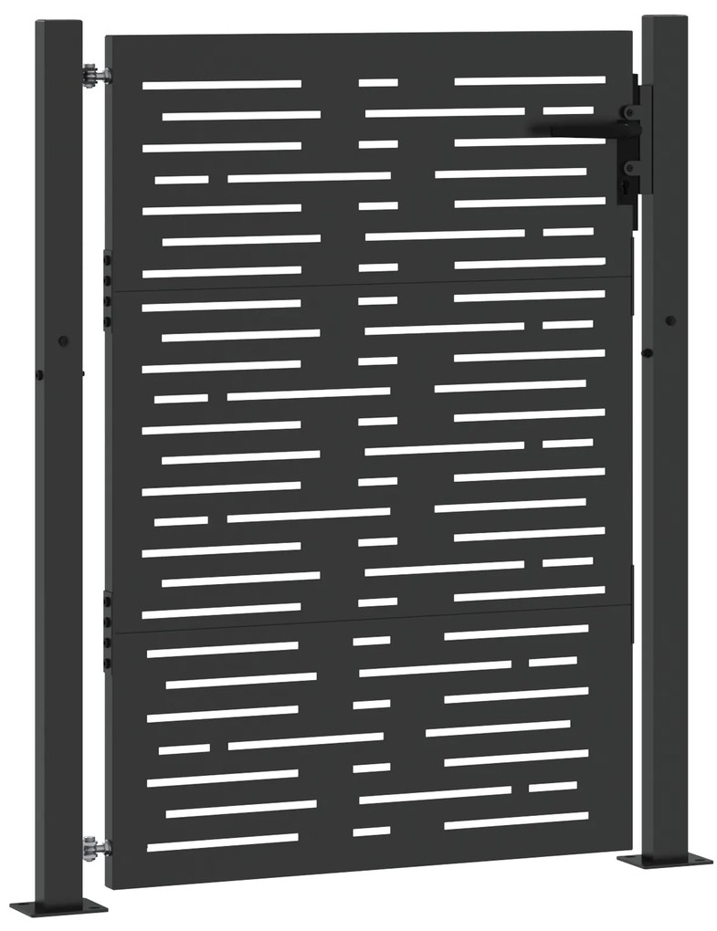 vidaXL Πύλη Κήπου Μαύρο 105 x 125 cm Ατσάλι με Επικάλυψη Πούδρας
