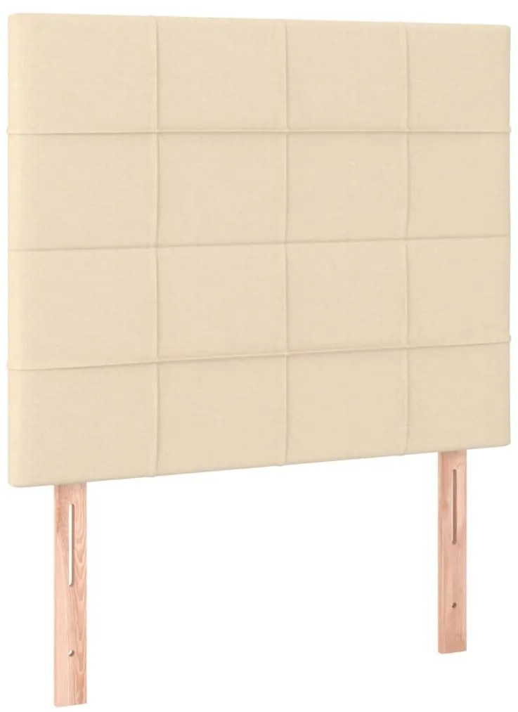 Κρεβάτι Boxspring με Στρώμα &amp; LED Κρεμ 90x190 εκ. Υφασμάτινο - Κρεμ