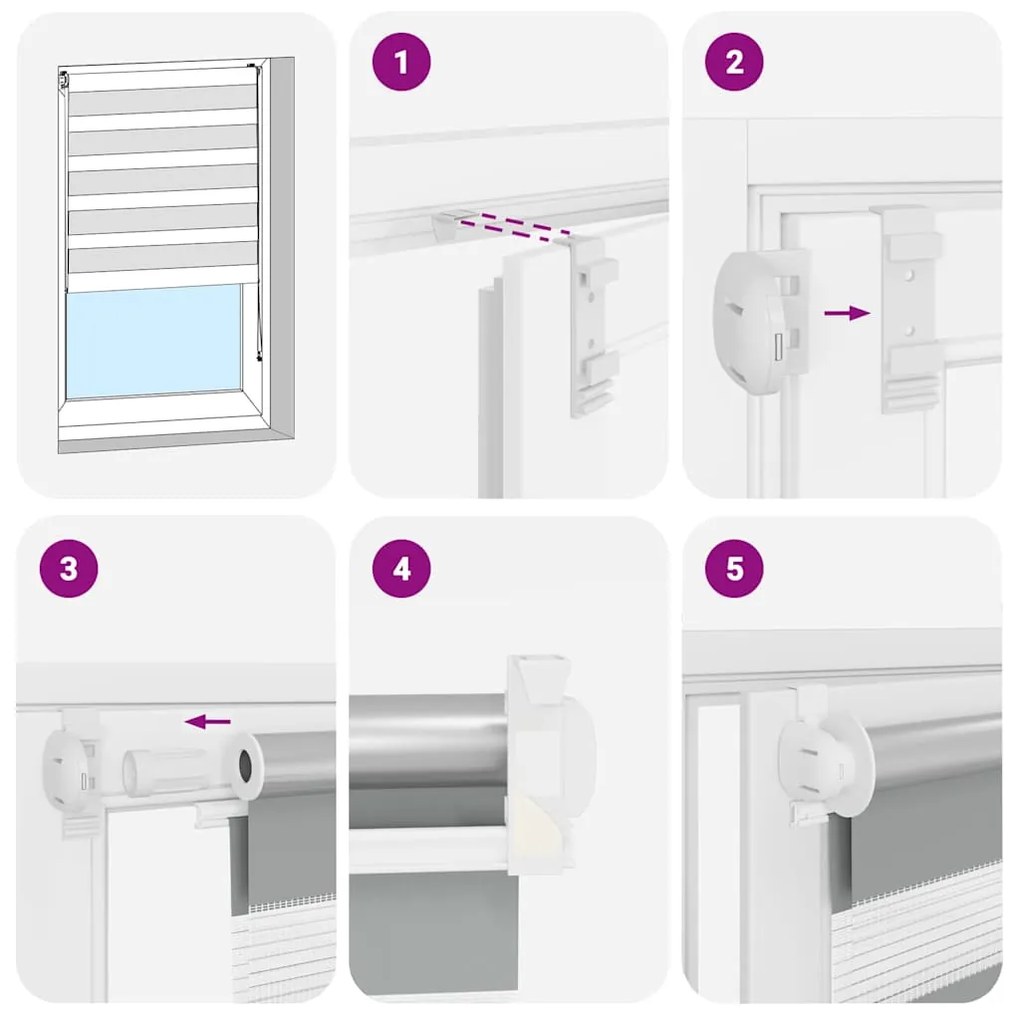 vidaXL Ρόλερ Zebra Λευκό 140 x 175 cm